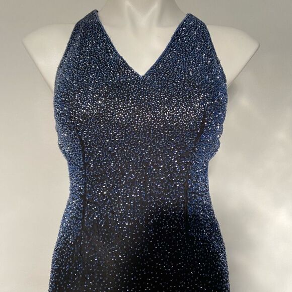Scala Y2K Fully Beaded Silk Formal Dress Prom - Picture 4 of 15
